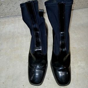 Black leather booties